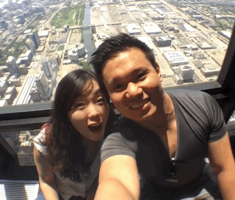 My wife and I at Skydeck, Chicago