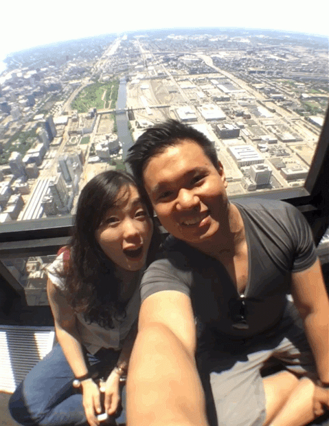 My wife and I at Skydeck, Chicago